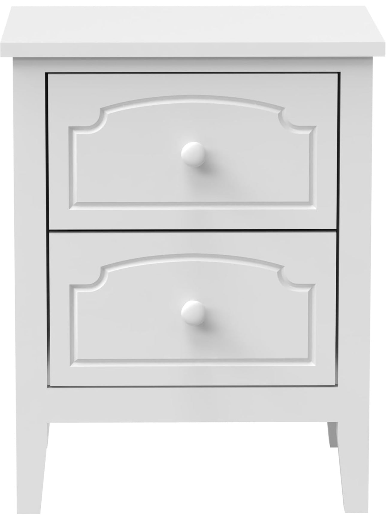 White Nightstand with Drawers, Solid Wood Sofa Table End Table Side Table for Small Place, Modern Night Stand Bedside Table for Living Room Bedroom, White