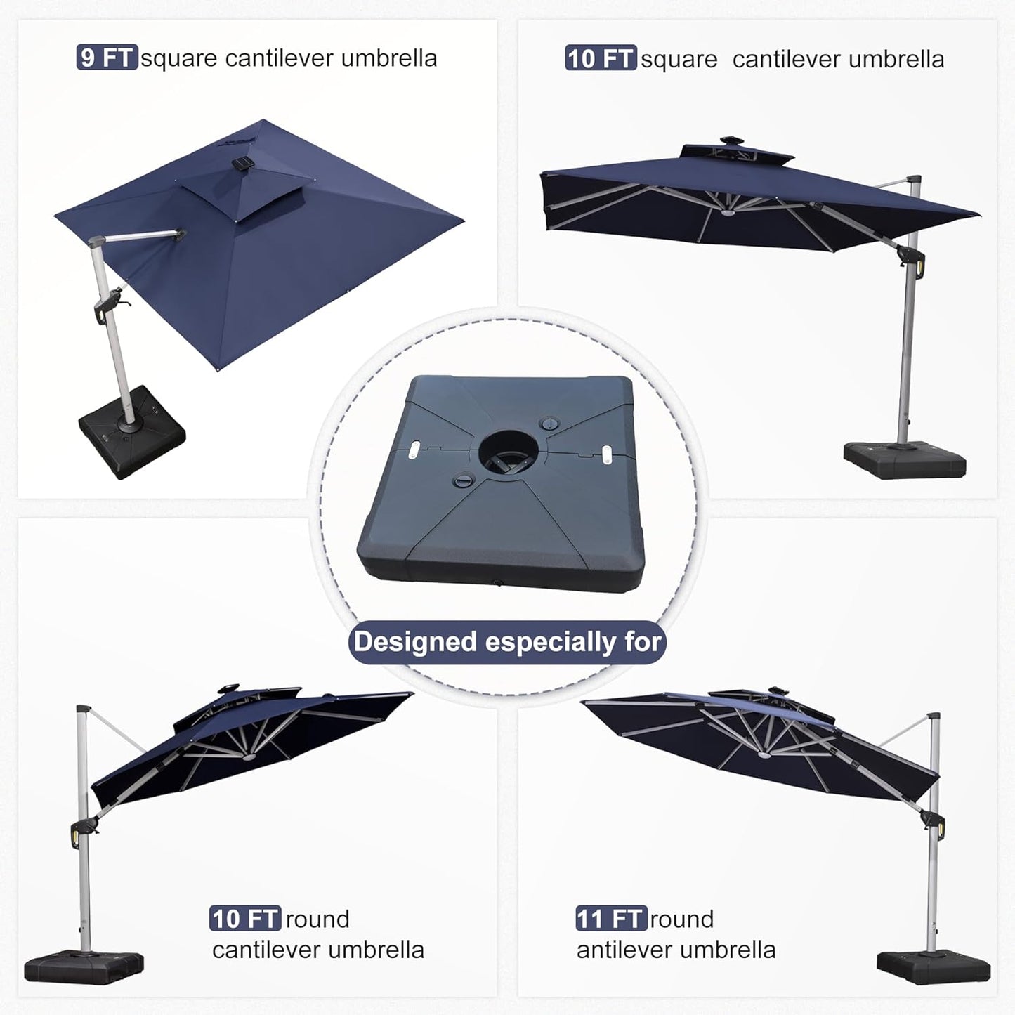 PURPLE LEAF Offset Umbrella Base Cantilever Umbrella Base, 220lb, 32.3'' X 32.3''