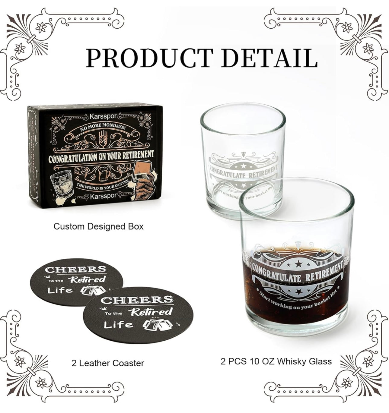 Retirement Gifts for Men, Whiskey Glass Set, Great Retirement Gift for Retirees