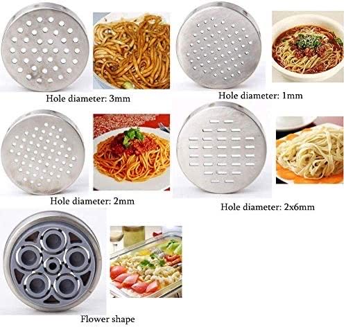Stainless Steel Manual Noodles Press Machine Pasta Maker with 5 Noodle Molds