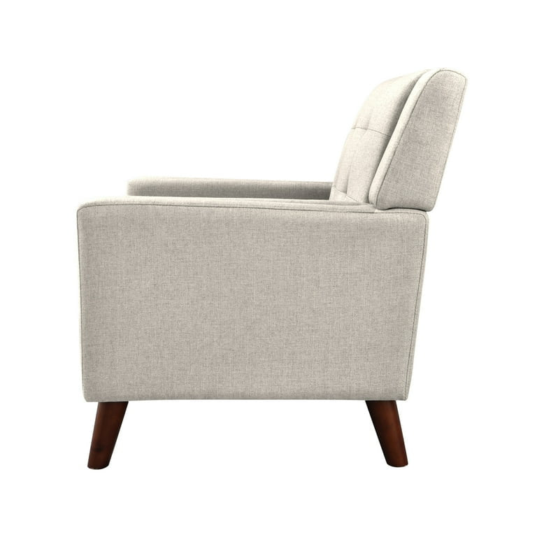 Laiah Mid Century Modern Fabric Tufted Arm Chair, Beige
