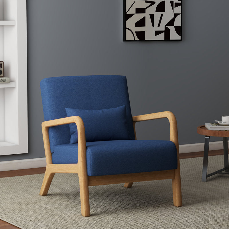 Wide Armchair Accent Wood Leg Chair