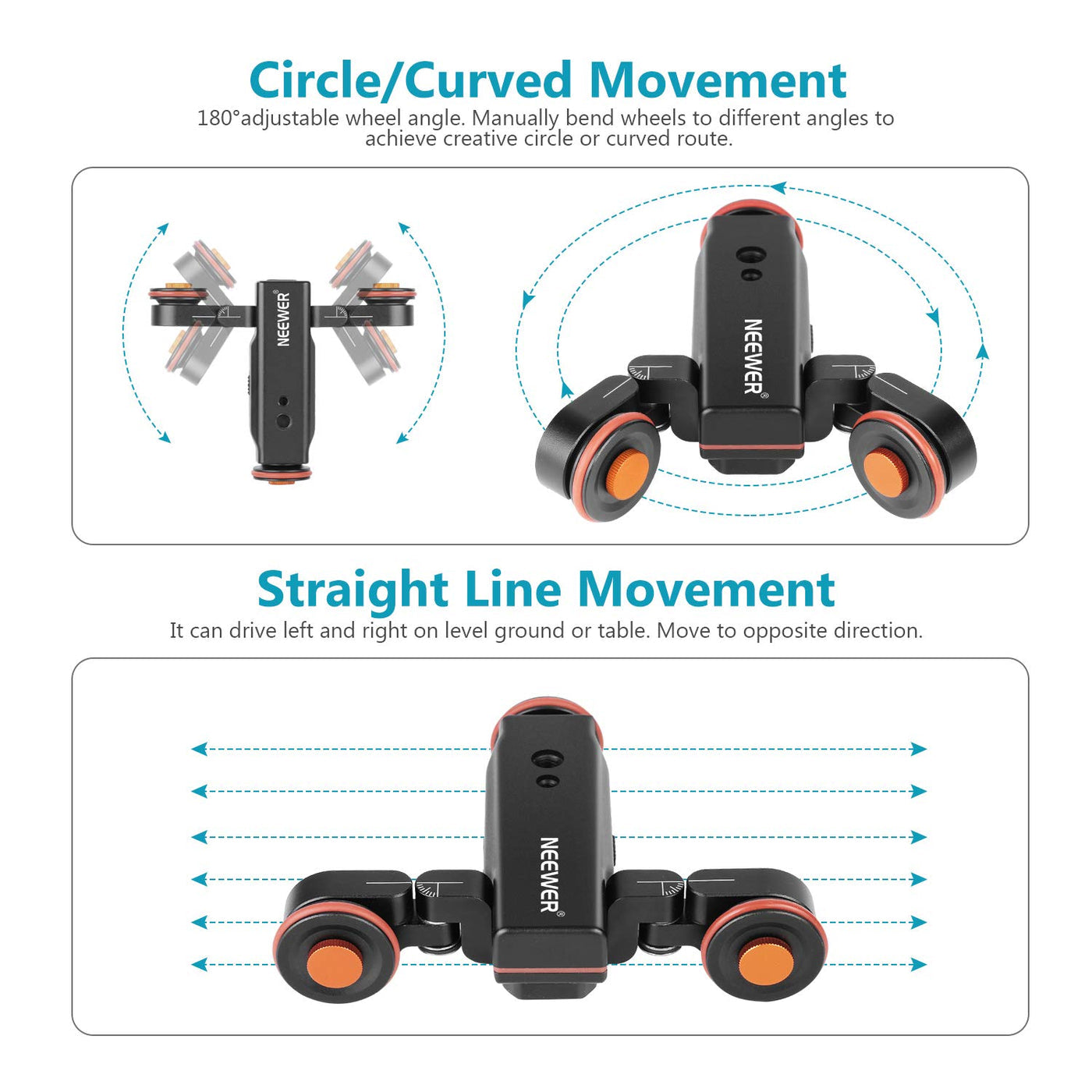 DL100 3-Wheels 3-Speed Wireless Video Camera Dolly with Remote Control