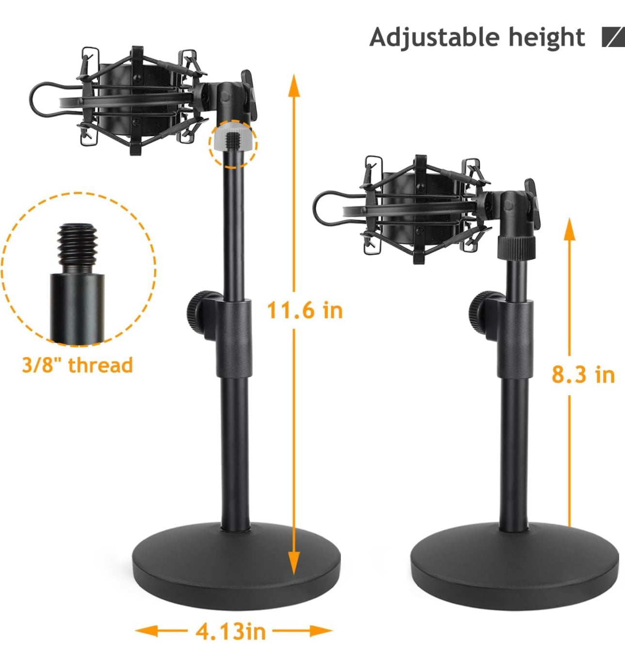 Desktop Microphone Stand, Adjustable Desk Mic Stand wtih Shock Mount for Audio Technica AT2020 AT2020USB+ AT2035 ATR2500 Condenser Studio Microphone by Frgyee
