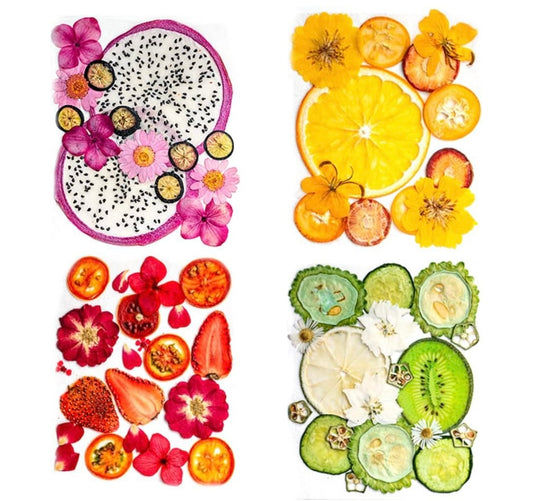 60+ Pieces Dried Pressed Flowers Fruits Set, Real Flowers Fruits for Resin, Natural Fruits Flowers Kit for Crapbooking DIY Art Crafts, Epoxy Resin Jewelry Molds, Candle, Soap Making, Nails DéCor