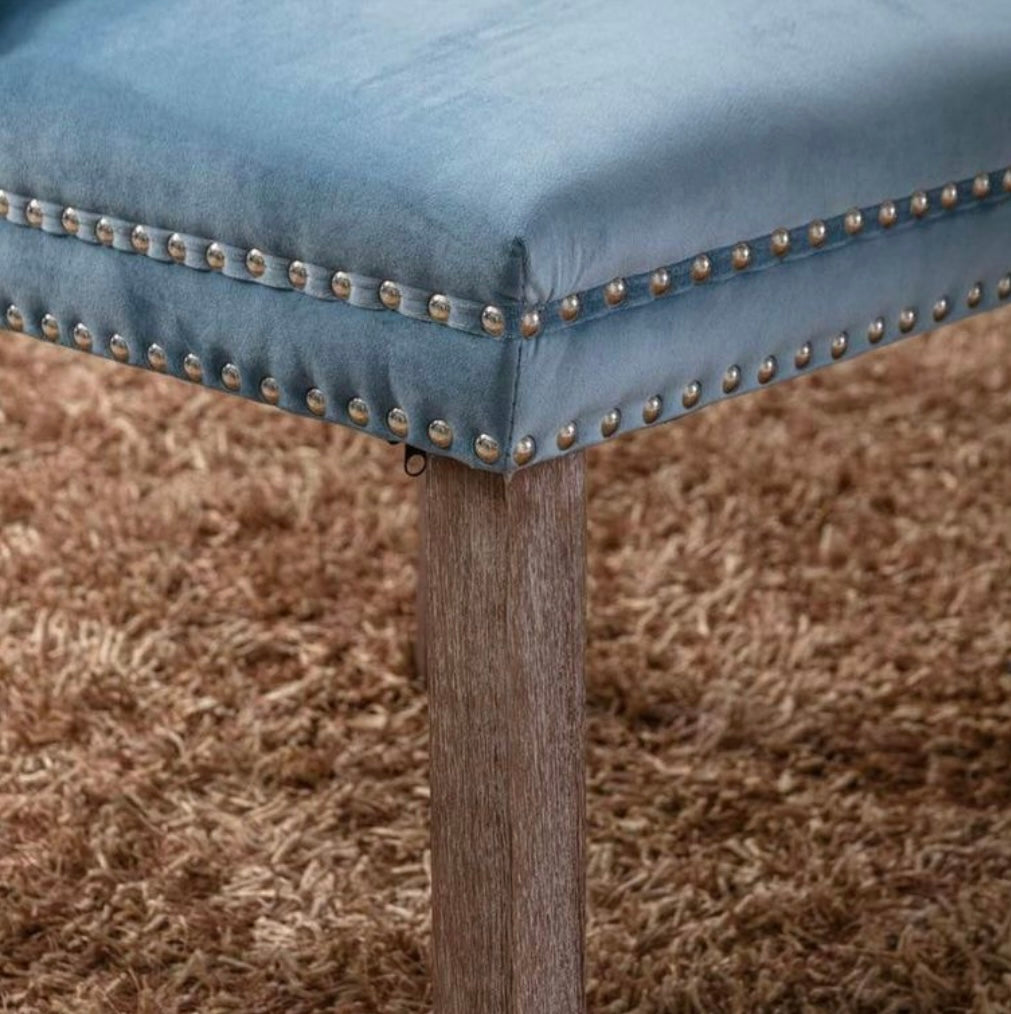 Solid Wood Tufted Velvet Wing Back Side Chair, Dining Chair with Nailhead Trim