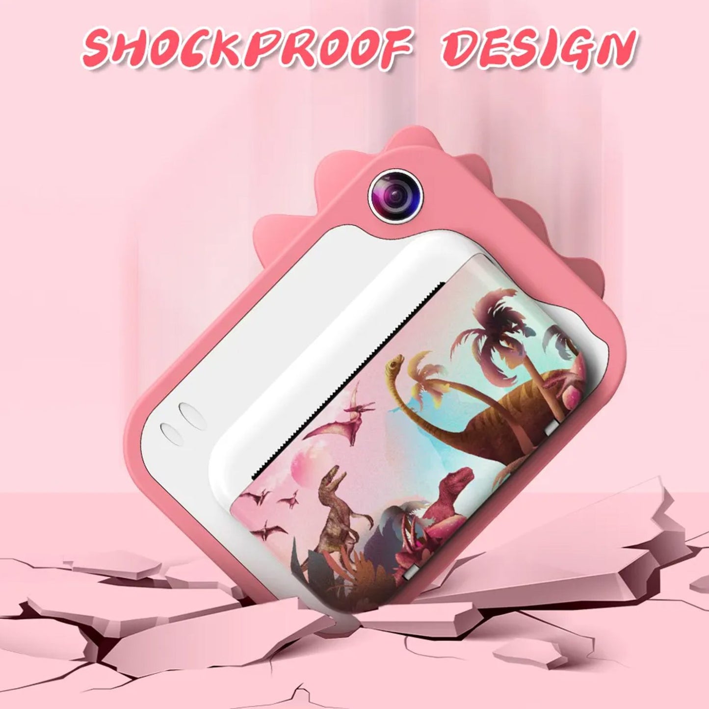 Kids Instant Print Camera with 3 Rolls Print Paper Toddler Zero Ink Video Camera Learning Toy Camera Gifts for Birthday Christmas Holiday Travel