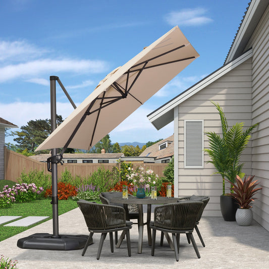 PURPLE LEAF Rectangle 10x10 ft Patio Economical Umbrella.Beige