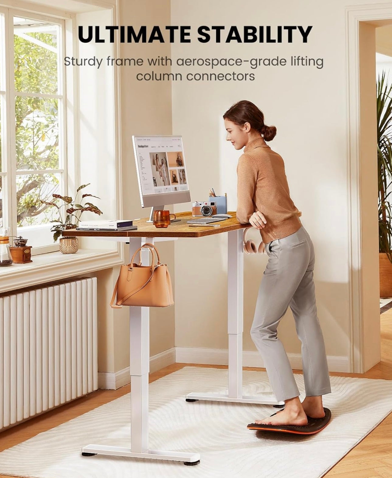 63x24inches Electric Standing Desk with Splice Board,Ergonomic Height Adjustabley. Oak Color