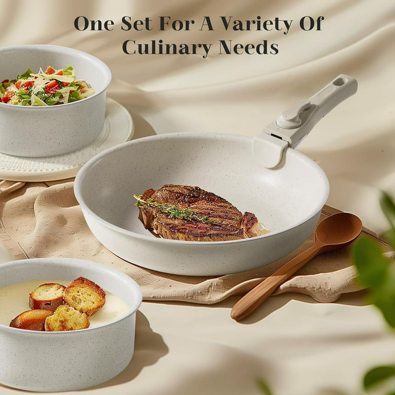 12 Pcs Pots and Pans Set Nonstick - Kitchen Cookware Set with Detachable Handle, Induction Cookware, Oven Safe, Stackable Non-stick Set