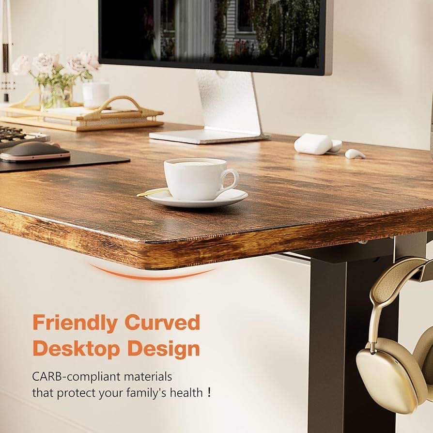 48x24inches Electric Standing Desk with Splice Board,Ergonomic Height Adjustabley. Rust Color