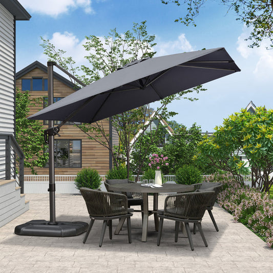 PURPLE LEAF 9x9 Ft Patio Umbrella Outdoor Cantilever Square Umbrella Aluminum Offset Umbrella with 360-degree Rotation for Garden Deck Pool Patio,Grey