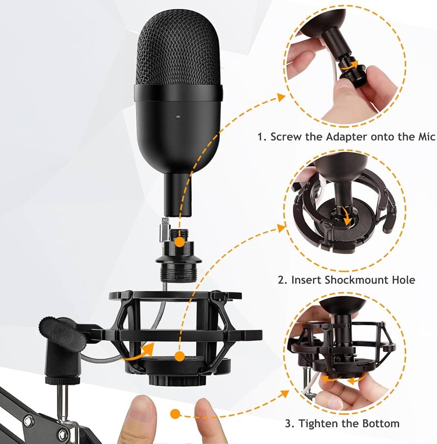 Seiren Mini Mic Stand Suspension Scissor Boom Arm with Pop Filter Foam Windscreen, Shock Mount, Upgraded Heavy Duty Clamp for Razer Seiren Mini USB Streaming Microphone Frgyee