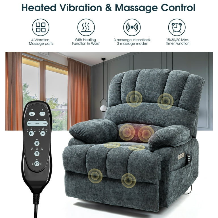 Recliner Chair, Rocking Chair with Massage and Heat, Power Lift Recliner Chair with 8-Point Vibration Massage and Lumbar Heating for Living Room, Bedroom, Nursery