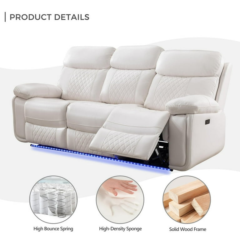 2PCS Power Recliner Sofa Sets with Bass Speaker,Wireless Charger LED Light,USB Port