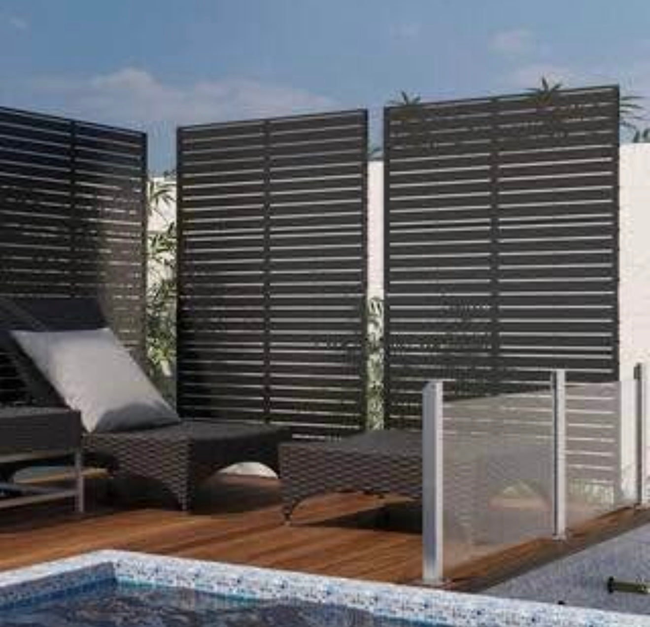 Galvanized Steel Garden Fence Outdoor Privacy Screen Garden Screen Panels in Black