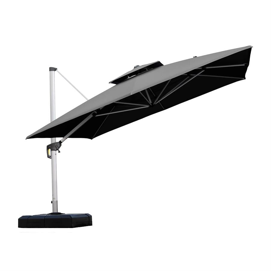 PURPLE LEAF Double Top 360 Degree Rotation 11 ft Square Patio Double Roof Classic Umbrella