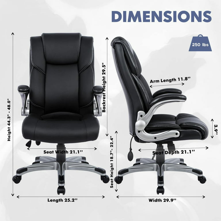 Big Bonded Leather Black Office Ergonomic Executive Computer Chair for Adult