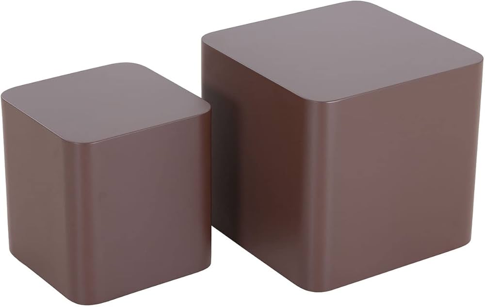Nesting Side Table Set of 2, Modern Mid Century Square Small Coffee Table End Table Bed Side Table Accent Table for Living Room Bedroom,Entryway, and Apartment (Dark Brown)