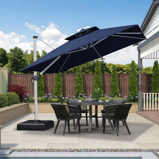 PURPLE LEAF Double Top 360 Degree Rotation 10 ft Square Patio Classic Umbrella