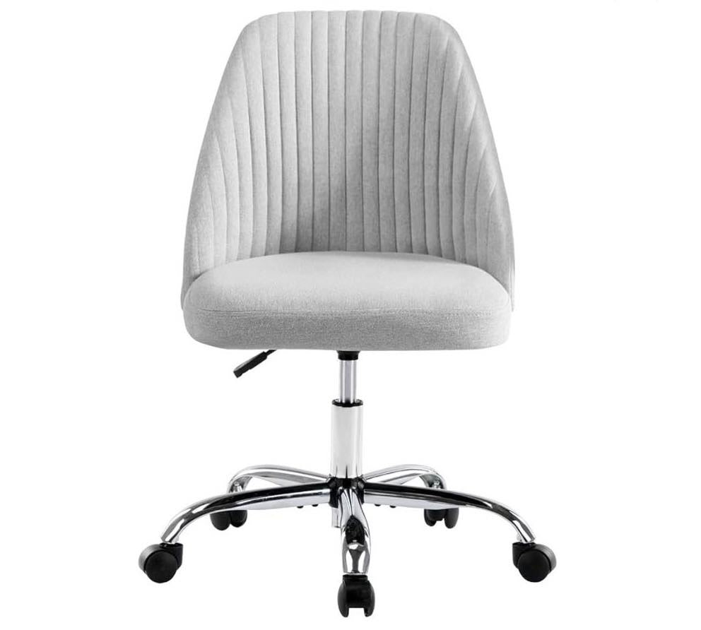 Home Office Chair, Mid-Back Armless Twill Fabric Adjustable Swivel.