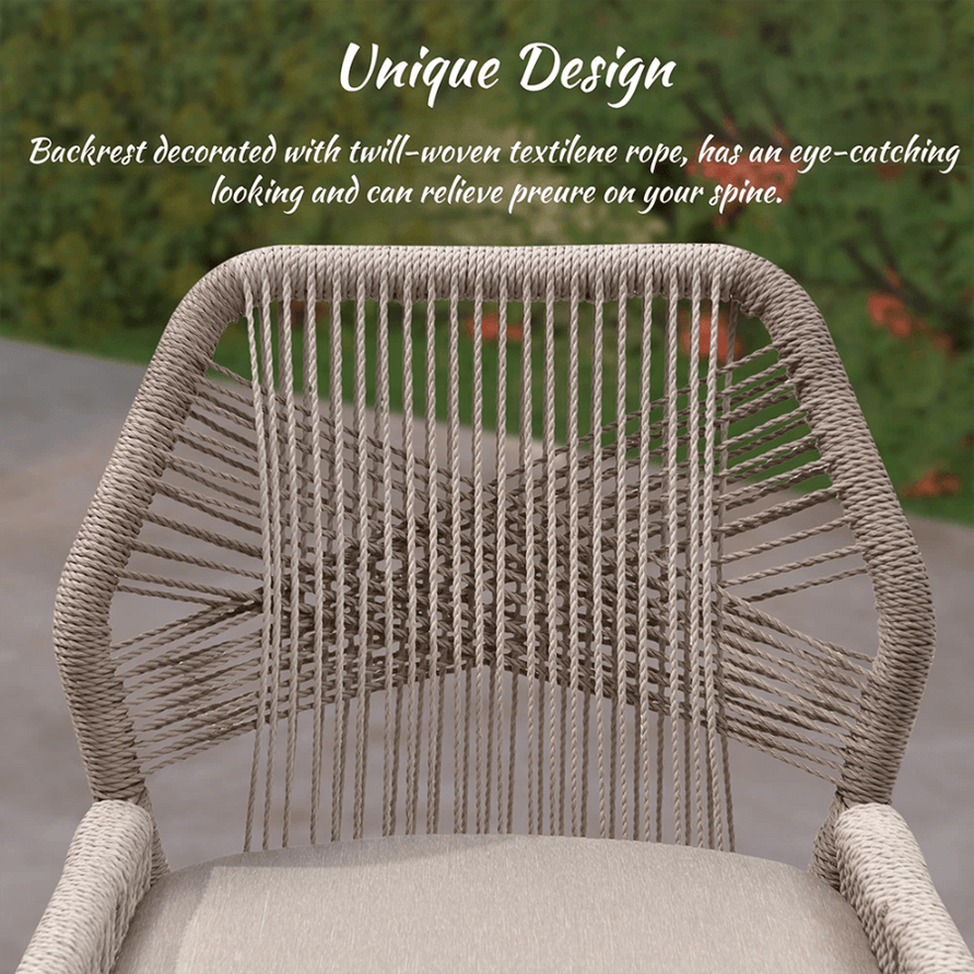 PURPLE LEAF Outdoor Bar Stool. Set of 2.Modern Counter Height Stool, Cushion Included. LT GREY. 24.8”
