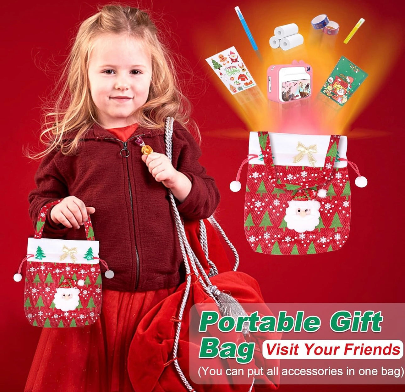 Kids Instant Print Camera with 3 Rolls Print Paper Toddler Zero Ink Video Camera Learning Toy Camera Gifts for Birthday Christmas Holiday Travel
