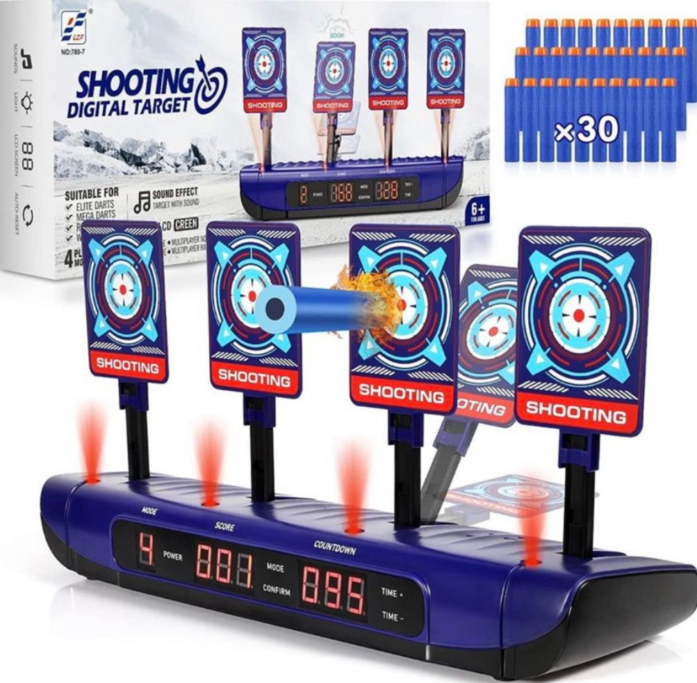 Electric Scoring Shooting Digital Target with Foam Dart Toy Shooting Blaster & 20Pcs Refill Darts