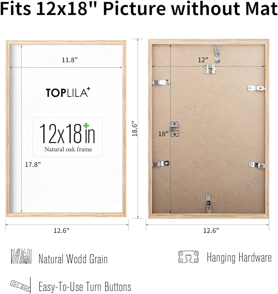 12x18 Oak Wood Picture Frame,Thin Border 12x18 Natural Solid Wood Photo Frame,Poster Frame Wall Photo Frame $8/pc