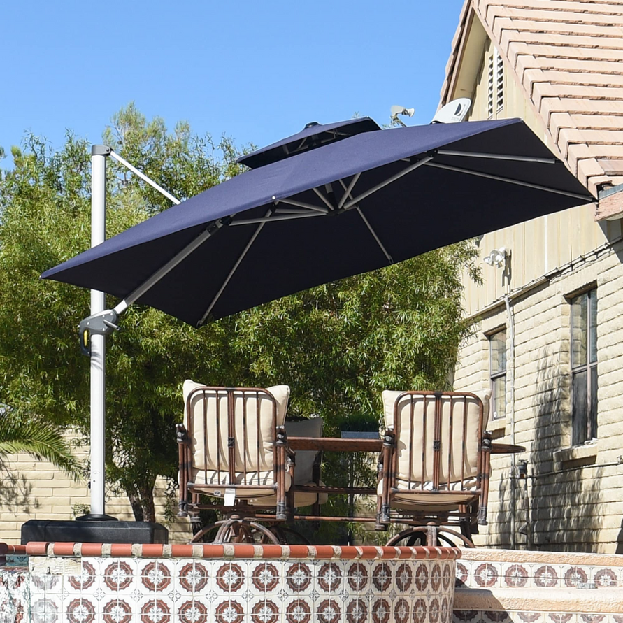 PURPLE LEAF Double Top 360 Degree Rotation 10 ft Square Patio Classic Umbrella