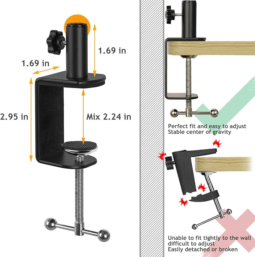 Seiren Mini Mic Stand Suspension Scissor Boom Arm with Pop Filter Foam Windscreen, Shock Mount, Upgraded Heavy Duty Clamp for Razer Seiren Mini USB Streaming Microphone Frgyee