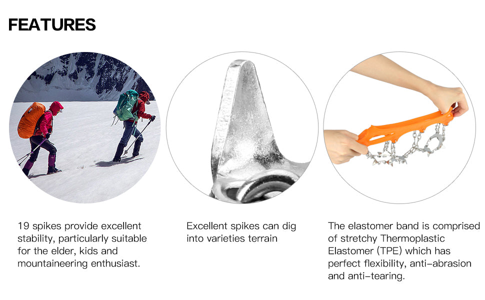 IPSXP Crampons Ice Cleats Traction Snow Grips for Boots Shoes Women Men Kids Anti Slip 19-26 Stainless Steel Spikes Safe Protect for Hiking Fishing Walking Climbing Mountaineering
IPSXP Crampons Ice Cleats Traction Snow Grips for Boots Shoes Women Men
