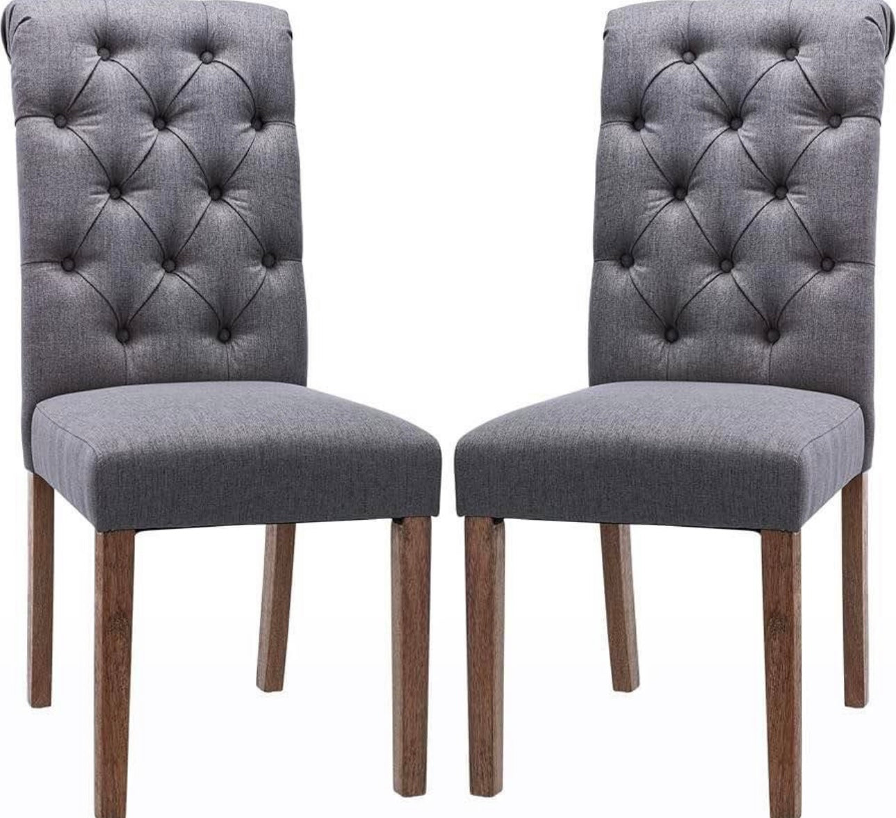 Tufted Button Dining Chairs,Fabric Upholstered Accent Parsons Dining Chairs. DK Gray