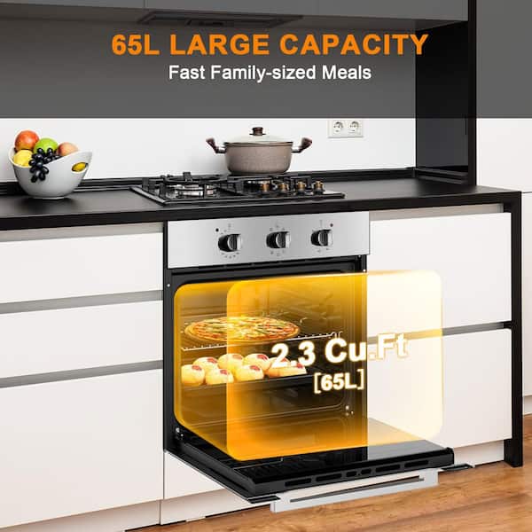 24 in. Built-In Single Electric Wall Oven with Rotisserie, 9 Cooking Modes, Mechanical Knob