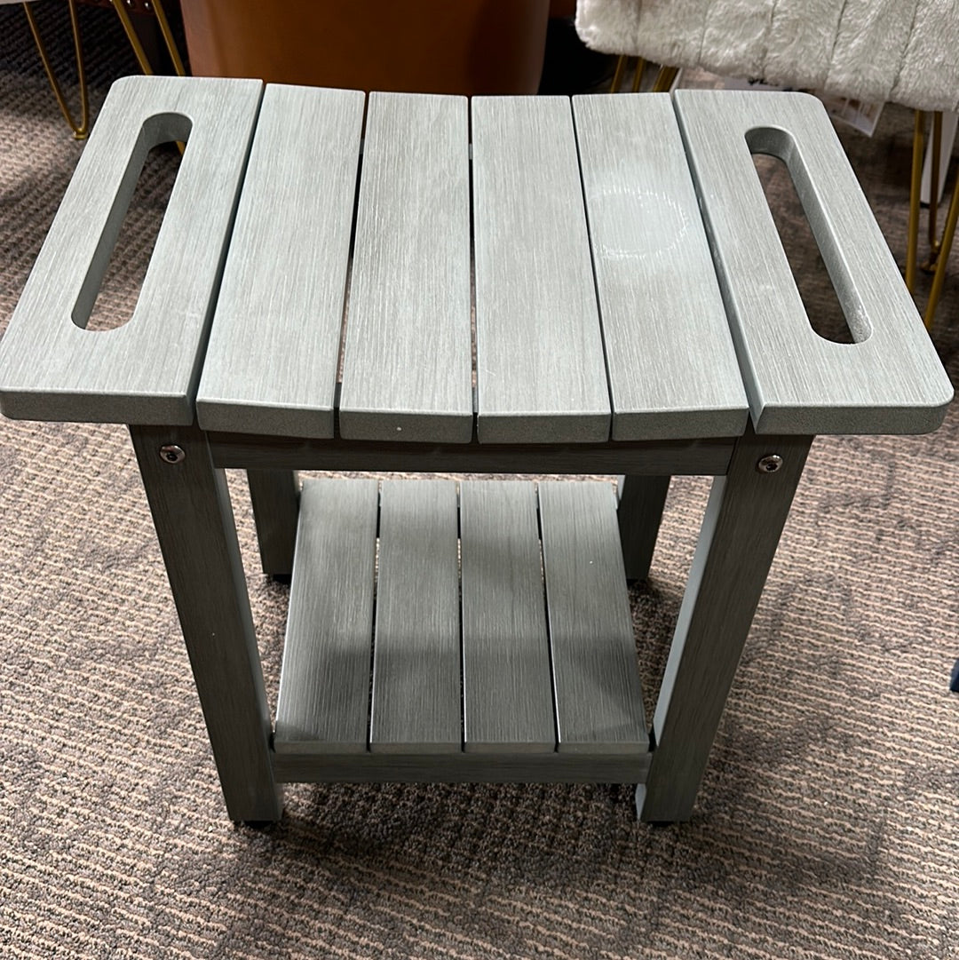 HDPS Shower Benches for Inside Shower, Gray Shower Stool for Shaving Legs with Shelf, Waterproof Shower Chair Seat for Spa Bathroom, Weather Resistant/Non-Slip/Handles/Indoor or Outdoor Use