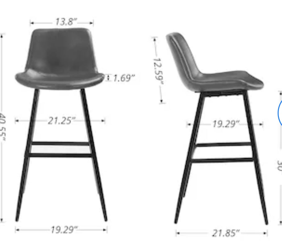 4 PCS Set Dark Gray 30-in H Bar height Upholstered Metal Bar Stool with Back