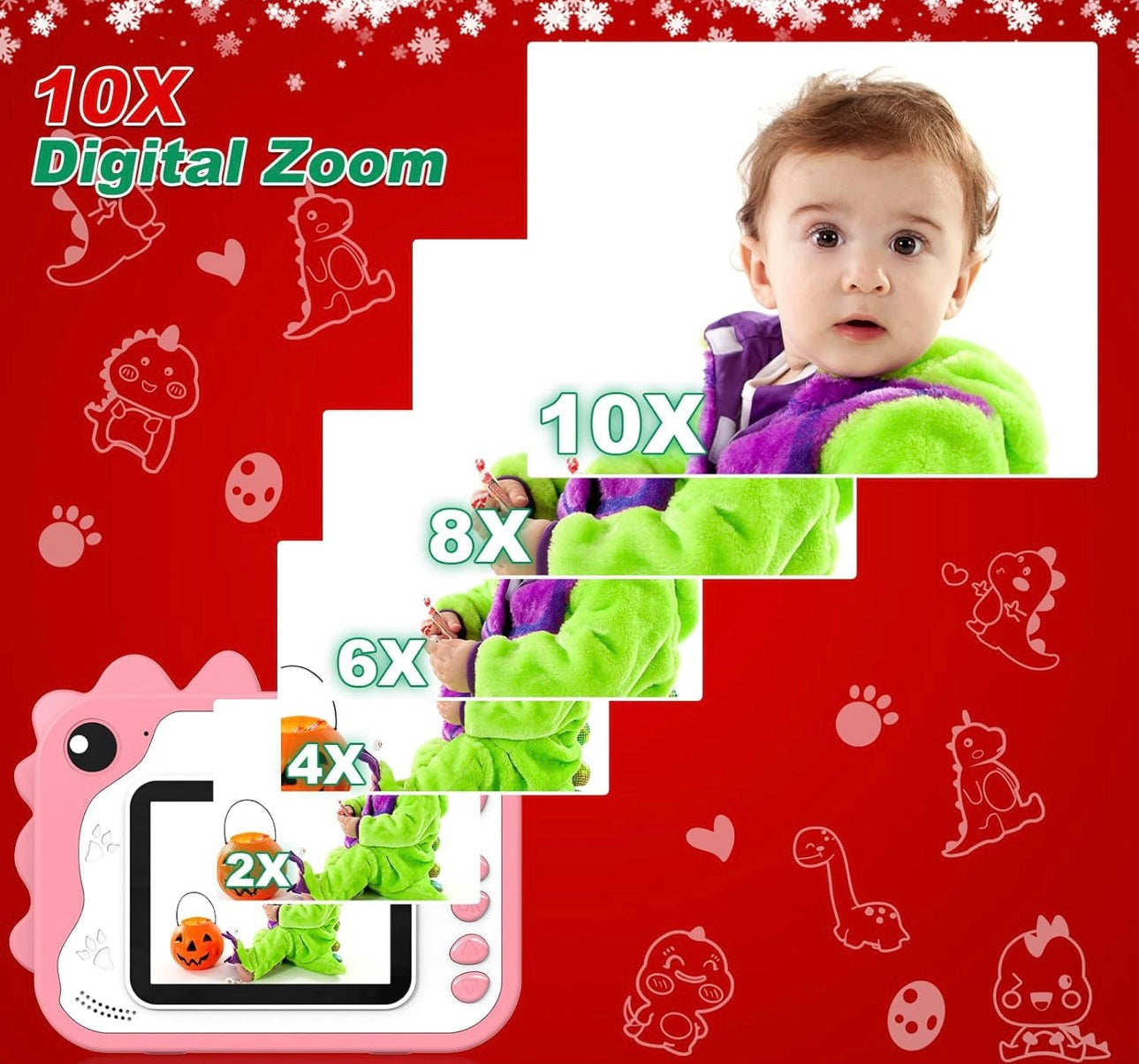 Kids Instant Print Camera with 3 Rolls Print Paper Toddler Zero Ink Video Camera Learning Toy Camera Gifts for Birthday Christmas Holiday Travel