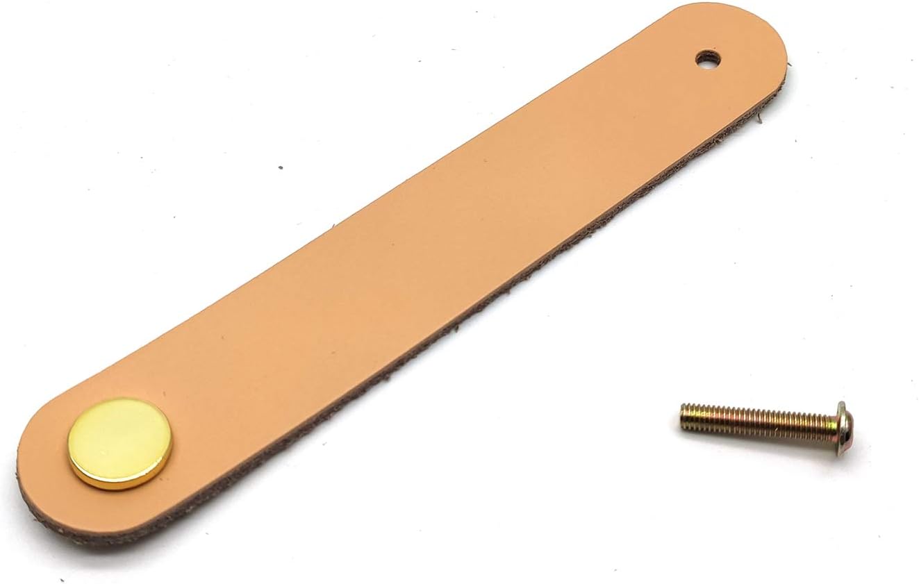 Cabinet Handles,8-Pack, Door Handle Pulls Knob Pull Handles for Dresser Drawers 2.7" Single Hole Cabinet Knobs Drawer Knob Genuine Leather Drawer Strap Beige