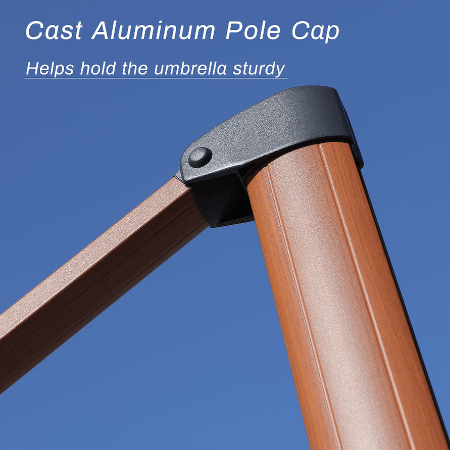 PURPLE LEAF Double Top 9 x9 ft Square Aluminum Sun Umbrellas In Wood Color