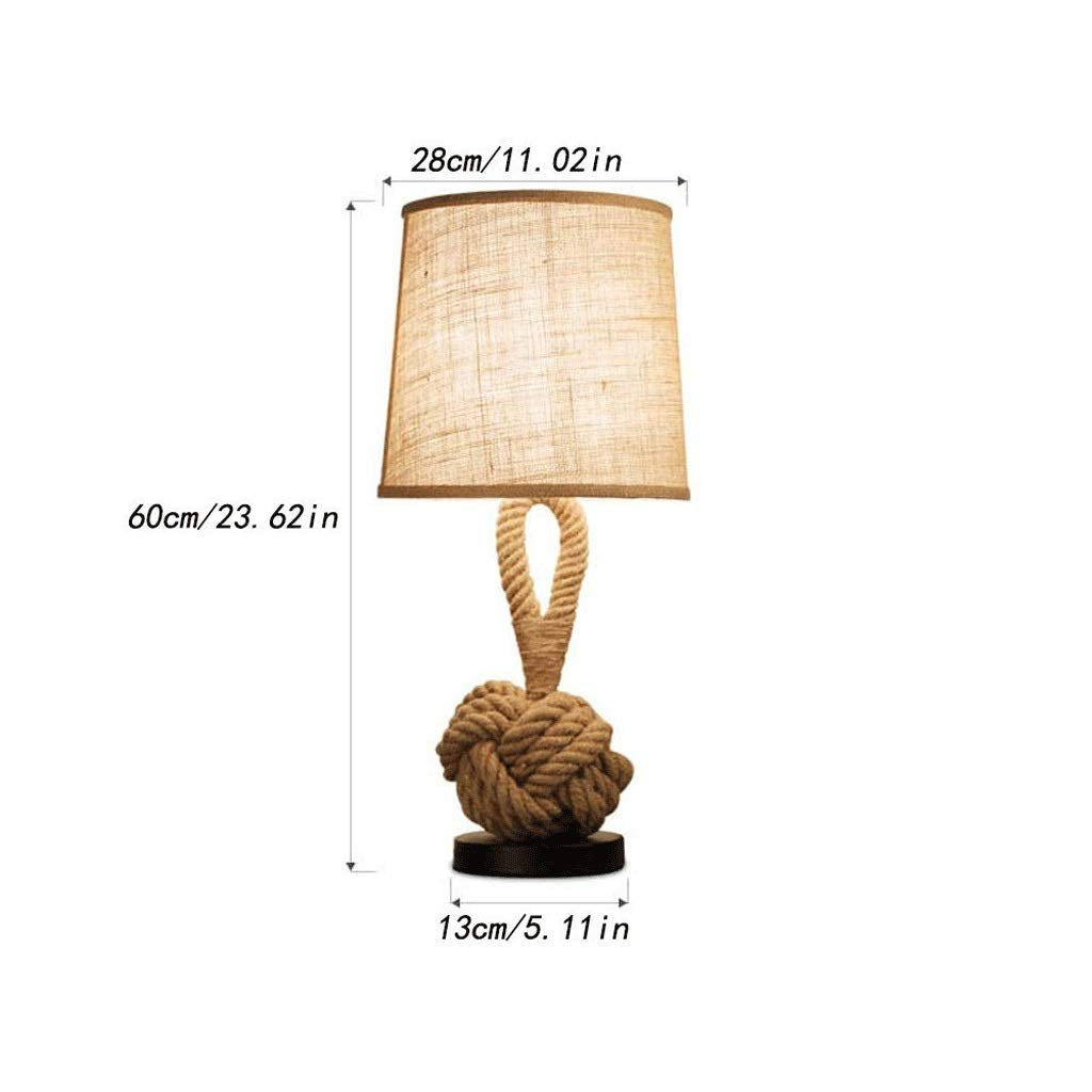 Table Lamps Hemp Rope Decorative Desk Lights, Retro ity Bedside Lighting Coffee Study Fabric Hemp Rope Decoration Small Lamp