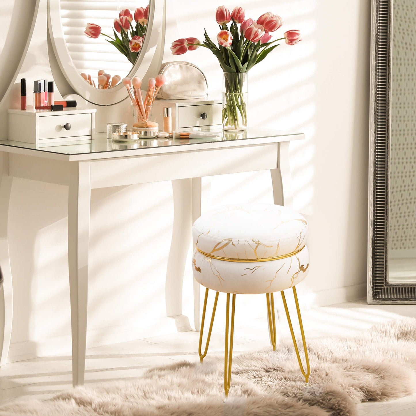 Beverly Swivel Vanity Stool / Foot Stool
