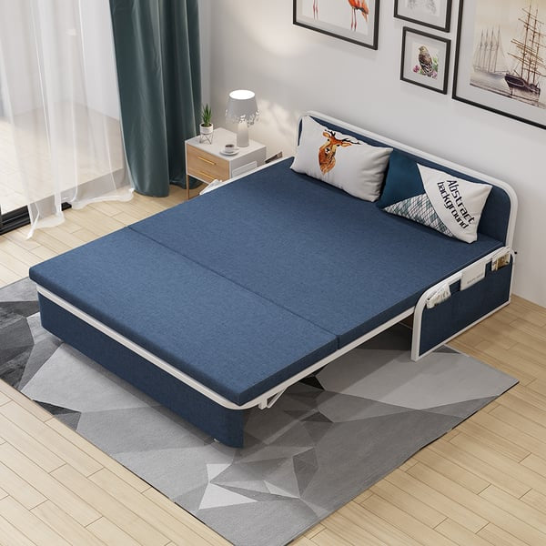 60” Queen Size. Sleeper Sofa Bed Loveseat Cotton & Linen Upholstered with Solid Wood Frame