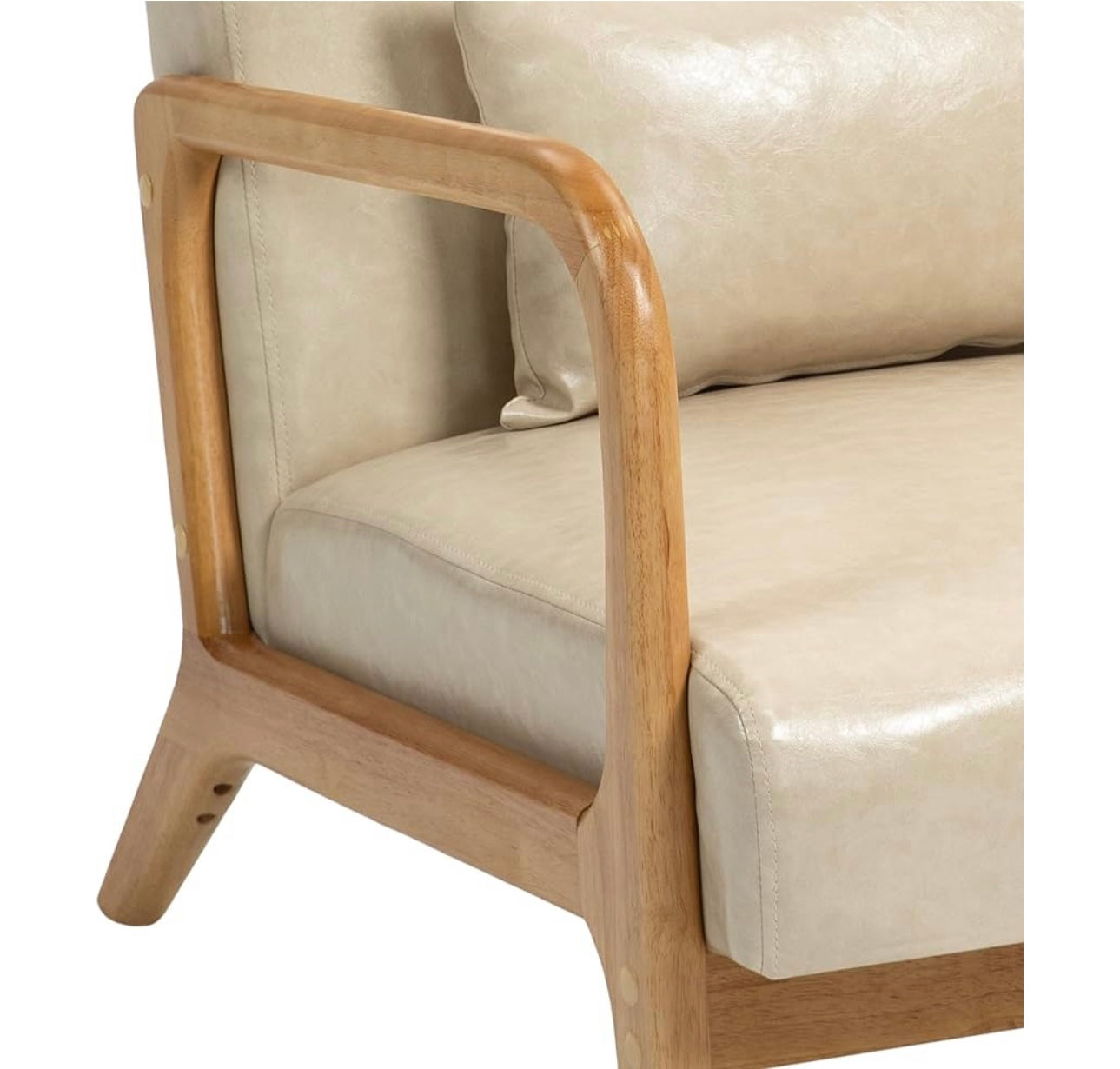 Modern Coffee Faux Leather Wood Frame Upholstered Accent Arm Chair (Set of 1)