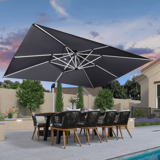 PURPLE LEAF Double Top 10 x 13 ft Rectangle Outdoor Classic Umbrella