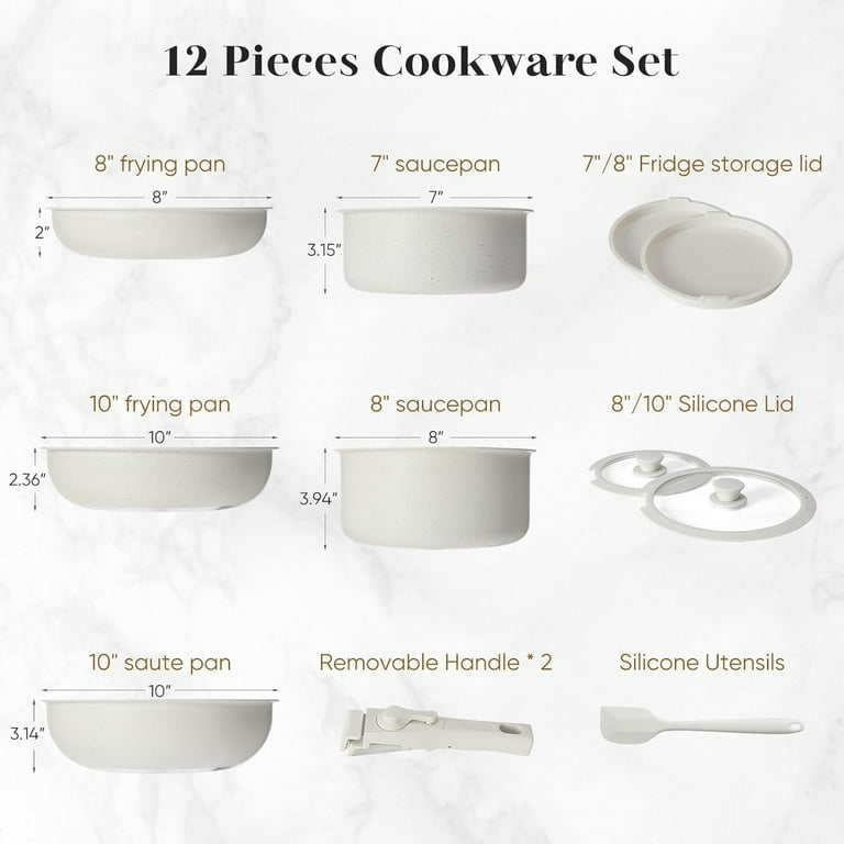 12 Pcs Pots and Pans Set Nonstick - Kitchen Cookware Set with Detachable Handle, Induction Cookware, Oven Safe, Stackable Non-stick Set
