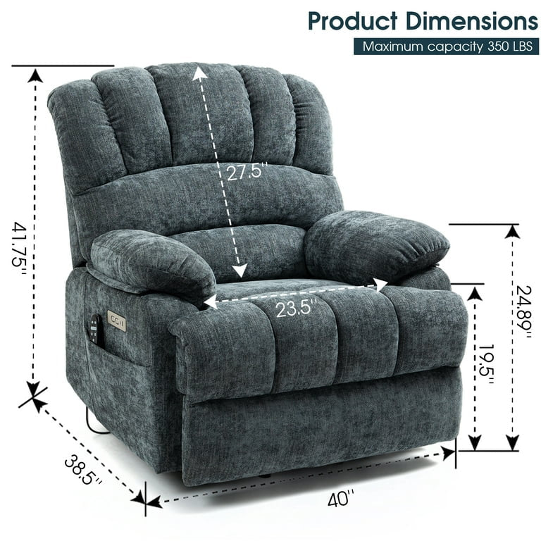 Recliner Chair, Rocking Chair with Massage and Heat, Power Lift Recliner Chair with 8-Point Vibration Massage and Lumbar Heating for Living Room, Bedroom, Nursery