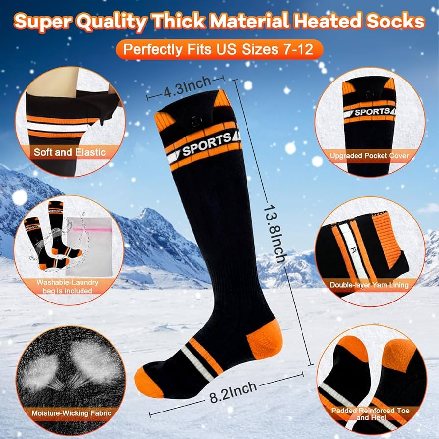 Heated Socks for Men Women Electric Heated Socks 5000mAh Rechargeable Battery Heated Ski Socks APP Control Washable Heated Sox Heating Socks Thermal Socks for Winter Hunting Skiing Outdoor