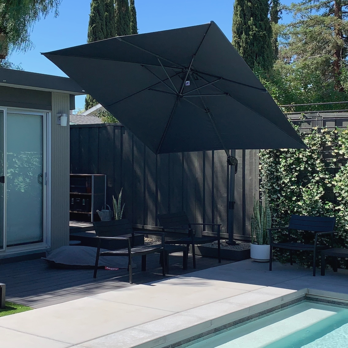 PURPLE LEAF Rectangle 8x8 ft Patio Economical Umbrella. Grey