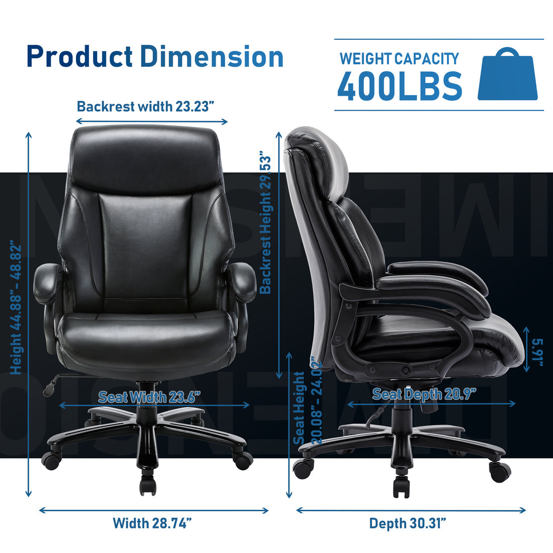 Executive Big and Tall 400lbs PU Leather Office Chair