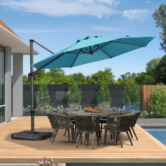 PURPLE LEAF 11 Feet Patio Umbrella Outdoor Cantilever Round Umbrella Aluminum Offset Umbrella with 360-degree Rotation for Garden Deck Pool Patio, Blue